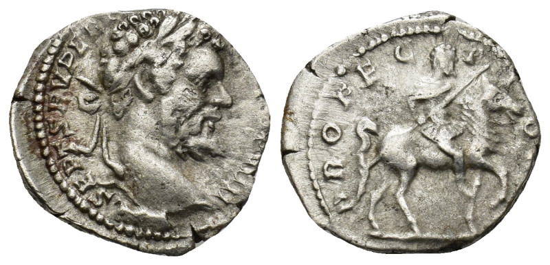 Septimius Severus (193-211 AD) AR Denarius. (2.88 Gr. 18mm.) Rome 
Laureate head...