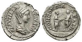 Plautilla AD 202-205. AR Denar (3.1 Gr. 17mm) Rome
Draped bust right 
Rev. Plautilla and Caracalla standing facing, clasping hands.