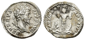 Septimius Severus, 193-211. AR Denarius (3.2 Gr. 19mm.) Rome
 Laureate head of Septimius Severus to right. 
Rev. Trophy with two captives at its base.