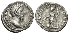 Marcus Aurelius AD 161-180. AR Denar (3.2 Gr. 19mm.) Rome 
Laureate head of Marcus Aurelius 
Rev. Providentia standing left, holding wand over globe i...
