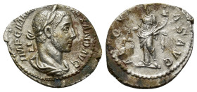 Severus Alexander AD 222-235. AR Denarius (2.4 Gr. 20mm.) Rome
Laureate and draped bust of Severus Alexander to right. 
Rev. Aequitas standing front, ...