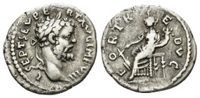 Septimius Severus (193-211). AR Denarius (2.9 Gr. 18mm.). Rome
Laureate head right. 
Rev. Fortuna seated left, holding rudder and cornucopia.