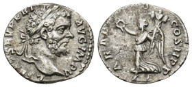 SEPTIMIUS SEVERUS, (A.D. 193-211), AR Denarius (3.2 Gr. 18mm.) Rome 
Laureate head to right of Septimius Severus
Rev. Victory hovering to left, holdin...