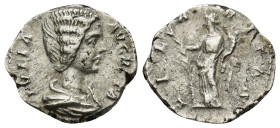 Julia Domna, Augusta, 193-217. AR Denarius (3.3 Gr. 18mm.), Laodicea ad Mare, 198-202. 
Draped bust of Julia Domna to right. 
Rev. Hilaritas standing ...