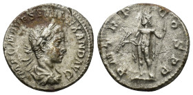 Severus Alexander (222-235) -AR Denarius (2.93 Gr. 18mm.) Rome 
Laureate bust to right, draped and cuirassed 
Rev. Jupiter standing left holding thund...