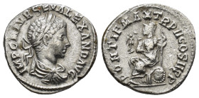 Severus Alexander, AD 222-235 AE Denarius (3.07 Gr. 18mm.), Antiochia 
Laureate and draped bust right. 
 Rev. Roma with Victory and sceptre stead left...