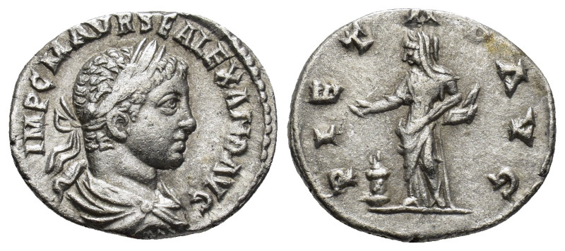 Severus Alexander. A.D. 222-235. AR Denarius (2.88 Gr. 19mm). Antioch 
Laureate,...