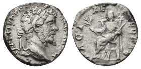 Septimius Severus (AD 193-211). AR Denarius (2.77 Gr. 16mm.). Laodicea 
 Laureate head of Severus right 
Rev. Pax seated left, holding branch and scep...