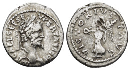 SEPTIMIUS SEVERUS (193-211). Denarius. (17mm, 3.1 g) Emesa. Obv: IMP CAE L SEP SEV PERT AVG COS I. Laureate head right . Rev: Victory standing facing,...