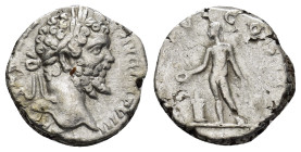 Septimius Severus, 193-211. Denarius (16mm, 3.9 g), Rome. L SEPT SEV PERT AVG IMP VIIII Laureate head right. Rev. PM TR P V COS II PP Genius standing ...