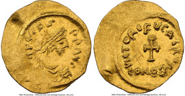Phocas (AD 602-610). AV tremissis (17mm, 1.49 gm, 6h). NGC MS 3/5 - 2/5, graffito, edge crimp. Constantinople. dN FOCAS-PЄR AVG, diademed, draped, and...