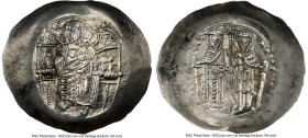 NICAEAN EMPIRE. Theodore I Comnenus-Lascaris (AD 1208-1222). EL/AR aspron trachy (35mm, 4.17 gm, 6h). NGC MS 4/5 - 4/5, die shift. Magnesia, AD 1208-1...
