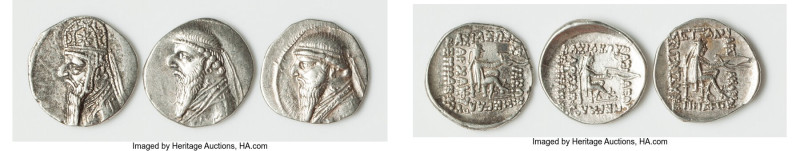 ANCIENT LOTS. Greek. Parthian Kingdom. Lot of three (3) AR drachms. Choice VF-Ch...