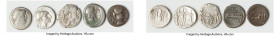ANCIENT LOTS. Roman Republic. Lot of five (5) AR denarii. Good-Fine, bankers marks. Includes: Five Roman Republican AR denarii, various moneyers and t...