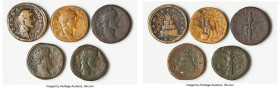 ANCIENT LOTS. Roman Imperial. Lot of five (5) AE sestertii. Good-Fine. Includes: Five Roman Imperial AE sestertii, various rulers and types. Total of ...