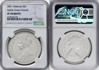 British Dependency. Elizabeth II silver Matte Proof "Gothic Crown - Portrait" 5 Pounds 2021 PR70 NGC, Commonwealth mint, KM-Unl. Mintage: 625. HID0980...