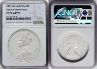 British Dependency. Elizabeth II silver Matte Proof "Gothic Crown - Portrait" 5 Pounds (2 oz) 2021 PR70 NGC, Commonwealth mint, KM-Unl. Mintage: 375. ...