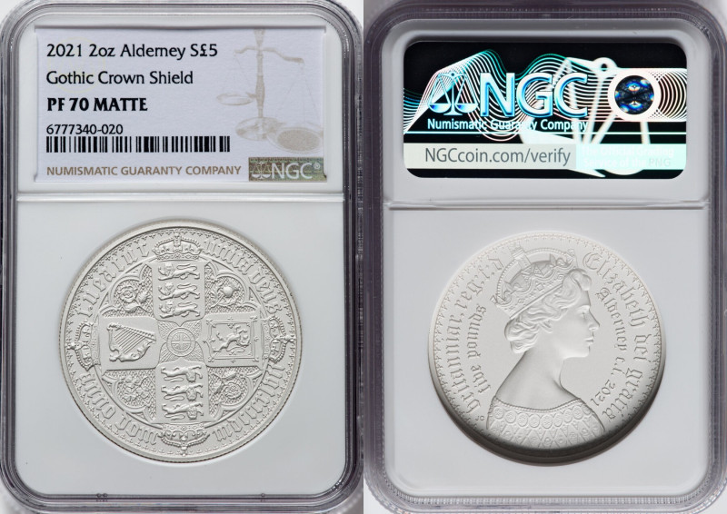 British Dependency. Elizabeth II silver Matte Proof "Gothic Crown - Quartered Ar...