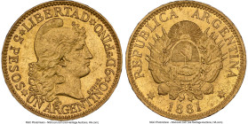 Republic gold 5 Pesos (Argentino) 1881 MS60 NGC, Buenos Aires mint, KM31, Fr-14. HID09801242017 © 2023 Heritage Auctions | All Rights Reserved