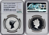 British Administration. Elizabeth II silver Proof "Bonomi Pattern - Victoria" 5 Pounds 2021 PR69 Ultra Cameo NGC, Commonwealth mint, KM-Unl. Mintage: ...