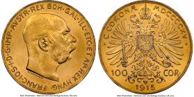 Franz Joseph I gold Restrike 100 Corona 1915 MS65 NGC, Vienna mint, KM2819, Fr-507R. HID09801242017 © 2023 Heritage Auctions | All Rights Reserved
