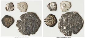 Spanish Colonial 4-Piece Lot of Assorted Potosi Cob Issues, Denominations consist of a 1/2 Real, Real, 2 Reales, and an 8 Reales. From the Salassi III...