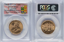 George V gold 10 Dollars 1914 MS63 PCGS, Ottawa mint, KM27, Fr-3. Canadian Gold Reserve. HID09801242017 © 2023 Heritage Auctions | All Rights Reserved...