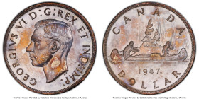 George VI 4-Piece Lot of Certified Assorted Issues 1947 PCGS, 1) "Maple Leaf" Dollar 1947 - UNC Details (Cleaned), Royal Canadian mint, KM37 2) "Point...