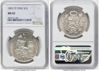 Republic Sol 1893-TF MS62 NGC, Lima mint, KM196.26. Cartwheel luster and champagne toning. HID09801242017 © 2023 Heritage Auctions | All Rights Reserv...