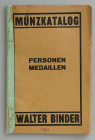 Auktionskataloge. Binder, W., Hamburg. Verkaufsliste 162 von 1941.


Personen Medaillen. 1893 Nrn. Teilweise mit Anstreichungen. Broschiert, Rücken...