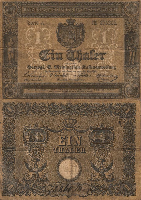 Altdeutsche Staaten und Länderbanken bis 1871 Sachsen-Meiningen
Herzogl. Sachse...