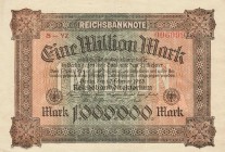 Deutsches Reich bis 1945
Geldscheine der Inflation 1919-1924 1 Million Mark 20.2.1923. Ro. 85 a, Serie MN (I) und 85 b, Serie YZ (II) Ro. 85 a, b 2 S...