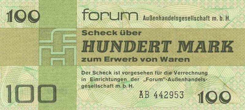 Deutsche Demokratische Republik
Forum-Außenhandelsgesellschaft 0,50, 1, 5, 10, ...