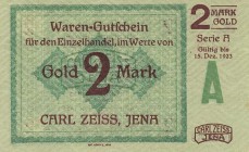 Städte und Gemeinden nach 1914
Jena (Thür) 50 Pfennig Gold 27.11.1923. Serie A und Serie B (Flecke), 1 und 2 Mark Gold 27.11.1923 Carl Zeiss Jena Mü....