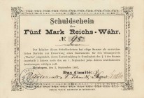 Städte und Gemeinden nach 1914
Meiningen (Thür.) Schuldschein über 5 Mark Reichs-Währ. 1.9.1883. I-