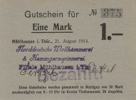 Städte und Gemeinden nach 1914
Mühlhausen (Thür.) 1/2, 1, 2, 3 und 5 Mark 21.8.1921. Norddeutsche Wollkämmerei & Kammgarnspinnerei Dießner 246.1-5 5 ...