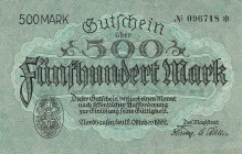 Städte und Gemeinden nach 1914
Nordhausen (Thür.) 500 Mark 26.9.1922. 500 Mark 18.10.1923 Stadt Mü. 3345 2 Stück. I-II