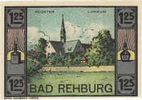 Städte und Gemeinden nach 1914
Rehburg (N-S) 25 (2x), 50 (2x), 75 (2x), 100 (2x) und 1,25 Mark (2x) 1.12.1921-1.6.1922. E. Bornemann & Co. GmbH. Komp...
