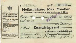 Städte und Gemeinden nach 1914
Waltershausen (Thür.) 20.000 Mark 8.2.1923, 10.000 und 20.000 Mark 16.2.1923 Hofbankhaus Max Mueller Mü. 4915 3 Stück....