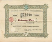 Deutschland
Waldsassen (Bay.), Bayerische Chamotte- und Klinkerprodukte-Fabrik Waldsassen Aktien-Gesellschaft Aktie über 1000 Mark 22.1.1898. Inhaber...