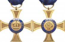 Orden deutscher Länder Preußen
Königlicher Kronen-Orden, Kreuz 4. Klasse Verliehen 1867-1914. Bronze vergoldet und emailliert. 47 x 43 mm, 16,66 g (m...