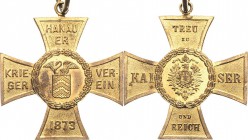 Auszeichnungen deutscher Kriegervereine
Hanau Bronzekreuz o.J. Hanauer Krieger-Verein 1873. 32,5 x 32,5 mm Sehr schön-vorzüglich