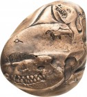 Archäologie und Ägyptologie
 Einseitige Bronzegußmedaille o.J. (G. Varbanov) Dinosaurier. 110 x 80 mm, 456,68 g Vorzüglich