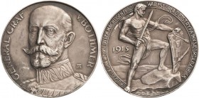 Erster Weltkrieg
 Silbermedaille 1915 (A. Hummel/Lauer) General Graf Felix von Bothmer. Brustbild halblinks / Unbekleideter Kämpfer mit Schwert und S...