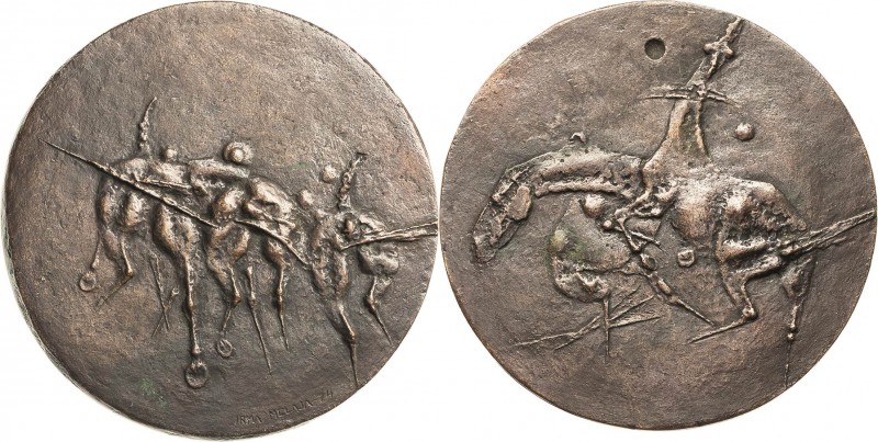 Melaja, Irma 1955-1991 Bronzegußmedaille 1974. Drei galoppierende Pferde / Zwei ...