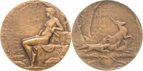 Jugendstil
 Bronzemedaille o.J. (Abel Lafleur) Nackte Jagdgöttin Diana sitzt nach links auf Felsen unter einem Baum, hält Bogen und Köcher / Hirsch f...