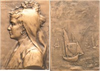 Jugendstil
 Bronzeplakette o.J. (E. Robert-Mérignac) Olonnaise. Brustbild einer Frau mit Kopfschmuck / Segelschiffe auf hoher See. Randpunze: (Füllho...