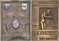Automobil- und Motorrädermedaillen und Plaketten
Lot-4 Stück Einseitige teilemaillierte Bronzeplaketten: 1930 - A.D.A.C. Gau-Treffen des Rheinlandes....