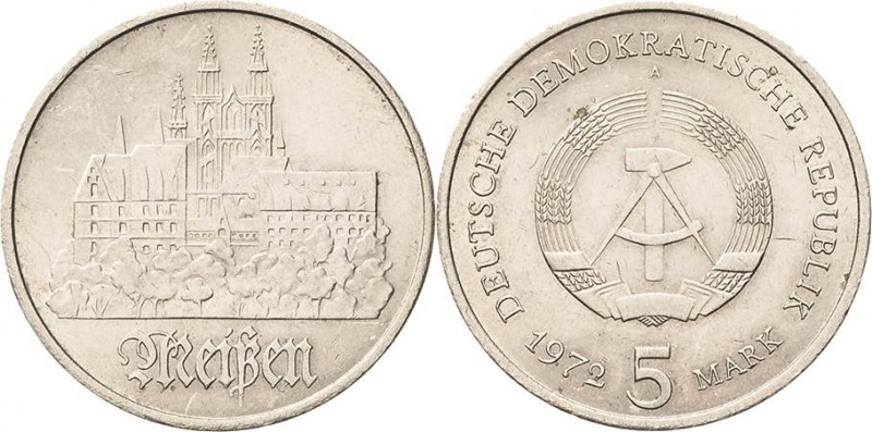 Fehlprägungen
 5 Mark 1972. Meißen. Ohne Randschrift. 29 mm, 9,57 g Jaeger 1543...