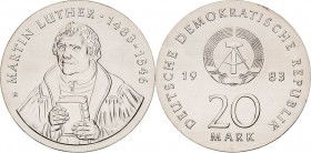 Gedenkmünzen
 20 Mark 1983. Luther Jaeger 1591 Fast Stempelglanz